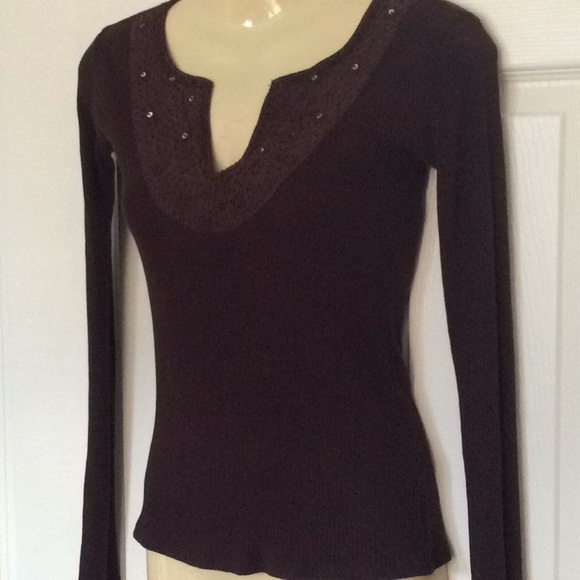 Vintage FAME Knitworks top Sz S EUC cotton embellished sequins Y2K - Picture 2 of 3